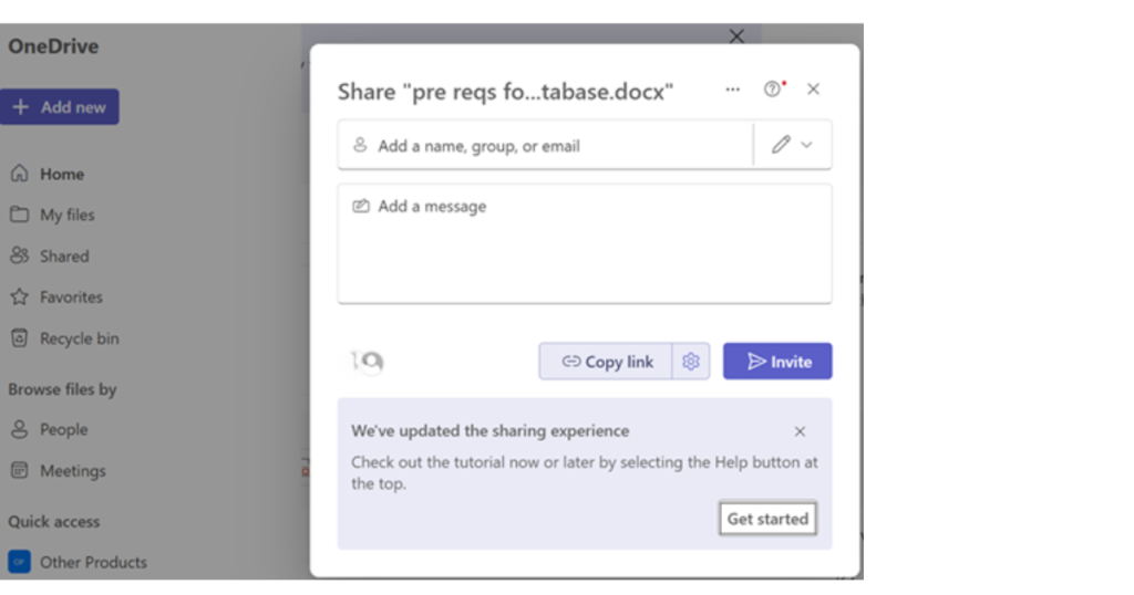 OneDrive document sharing via Teams