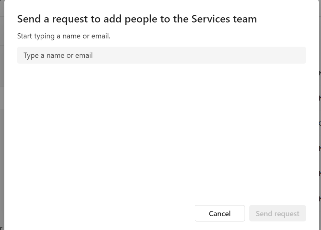 Request to add new team member in MS Teams